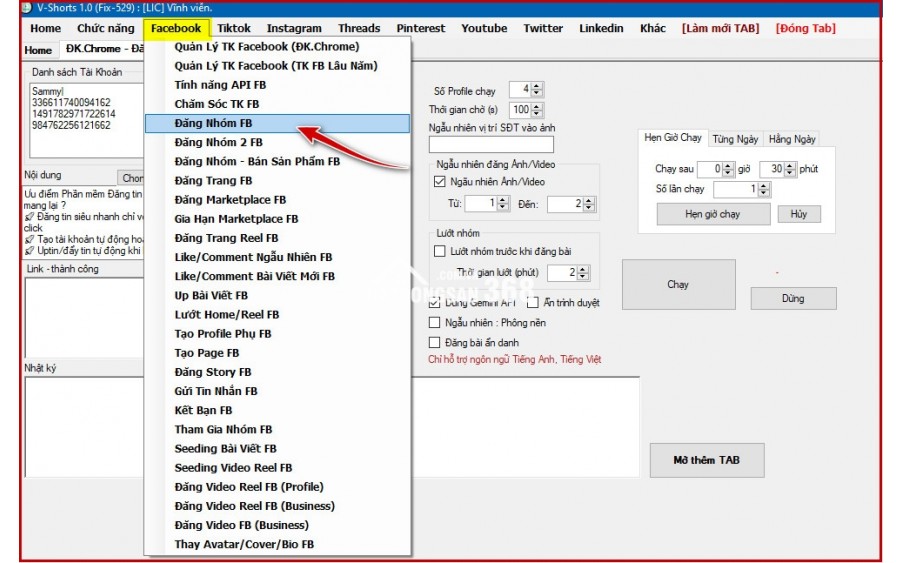 Phần Mềm Vshorts – Tự Động Hóa Marketing Facebook Toàn Diện 0961.006.186